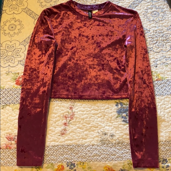 💝50% off H&M Divided Velvet Crop Top Long Sleeve - Picture 2 of 4